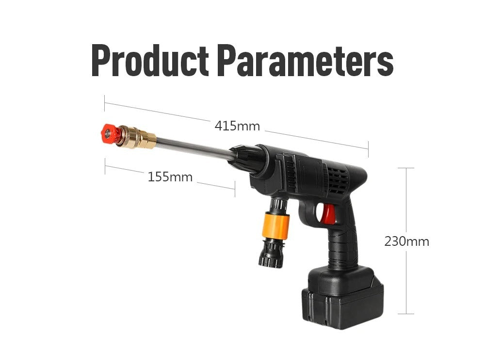 Dimensions du pistolet : 415 mm de long, 230 mm de haut