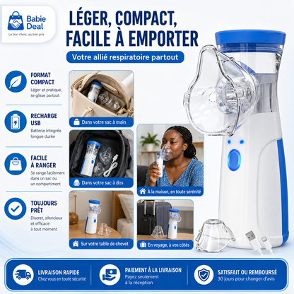 Nébuliseur portable, format compact pour le voyage