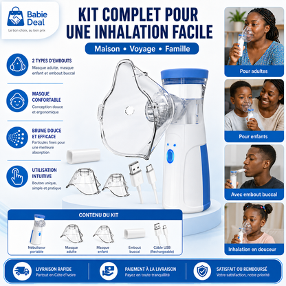 Nébuliseur portable, kit complet pour toute la famille