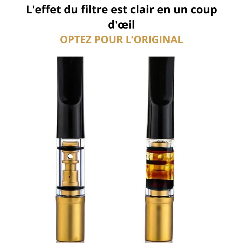 Filtre neuf et filtre après usage, résidus retenus visibles