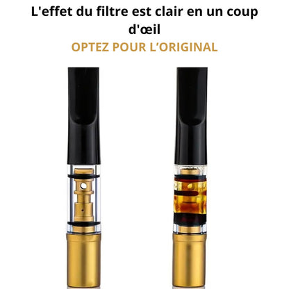 Filtre neuf et filtre après usage, résidus retenus visibles